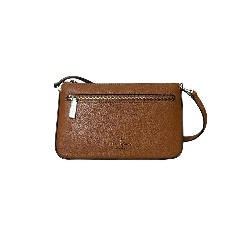Kate Spade New York Brown Pebbled Leather Crossbody Wristlet Bag